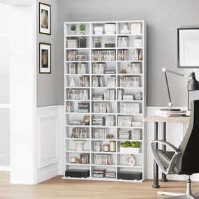 Estante para CDs/DVDs – Móvel de arrumação para 1116 CDs, com 36 compartimentos ajustáveis em altura, branco