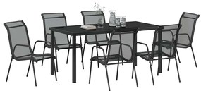 Conjunto de Jantar de Jardim com 7 peças, Preto, Textilene e Aço