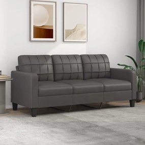 vidaXL Sofá de 3 lugares 180 cm couro artificial cinza