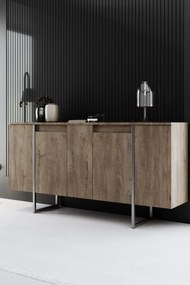 Conjunto de Mobiliário de Sala de Estar Luxe – Nogueira e Prateado – M