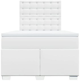 Cama com molas/colchão 120x200 cm couro artificial branco