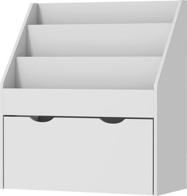 Estante infantil com vários compartimentos, com 3 níveis de prateleiras e uma gaveta, 62,5 L x 30 L x 70 A cm, cinzenta