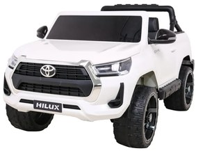Carro elétrico para Crianças Toyota Hilux 12V 4x4 Rodas Espuma EVA, Assento couro ecológico Branco