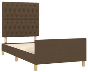 Estrutura de cama sem colchão 90x200 cm tecido castanho-escuro