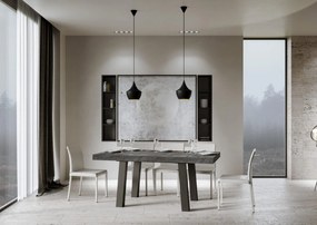 Mesa de jantar sala, cozinha extensível Bridge 90x180 extensível 440 cm Cinza betão e estrutura antracite