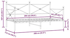 Cama de Dia sem Colchão 107x203 cm aço preto
