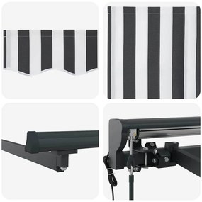 Toldo Retrátil Antracite e Branco 400x300 cm Poliéster e Metal