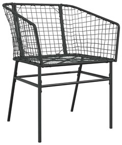 Conjunto de jantar jardim 7 peças vidro vime PE preto