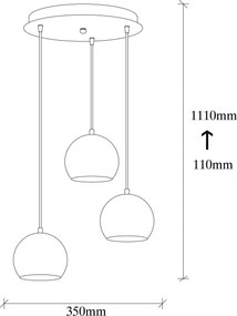Candeeiro de Teto Berceste – Platinum – 35 cm de Diâmetro x 111 cm de