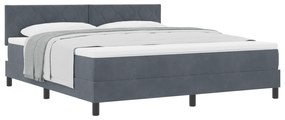 Cama Box Spring com Colchão Cinza Escuro Super King em Veludo
