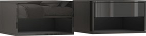 HOMCOM Conjunto de 2 Mesas de Cabeceira Suspensas com Gaveta Prateleira Aberta para Quarto 37x32x21 cm Preto Brilhante | Aosom Portugal