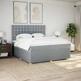 vidaXL Cama com molas/colchão 200x200 cm tecido cinza-claro