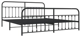 Estrutura de cama com cabeceira e pés 200x200 cm metal preto