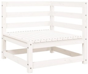 Sofá de 2 lugares p/ jardim c/ apoio de pés pinho maciço branco