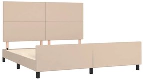 Estrutura cama cabeceira 180x200 cm couro artificial cappuccino
