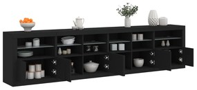 vidaXL Aparador com luzes LED 283x37x67 cm preto