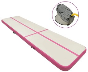 Colchão de ginástica insuflável c/ bomba 700x100x15 cm PVC rosa