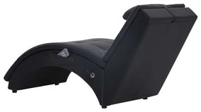 Chaise longue de massagem c/ almofada couro artificial preto