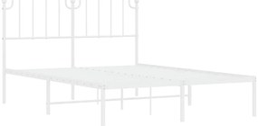 Estrutura de cama com cabeceira 150x200 cm metal branco