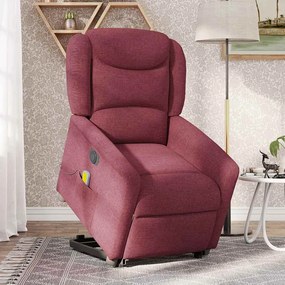 Poltrona elevatória de massagens elétrica tecido vermelho tinto
