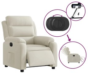 Poltrona de massagens reclinável veludo cor creme