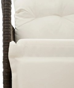 3 pcs conjunto bistrô com almofadões vime PE castanho