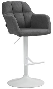 Banco de bar Natoma em tecido com estrutura branca 97-118 x 57 x 59 cm Cinzento escuro