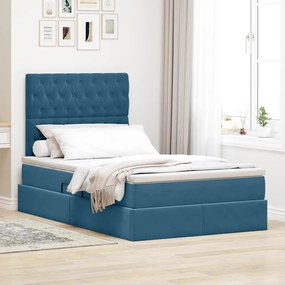vidaXL Cama com arrumação e colchão Azul 120 x 190 cm Veludo