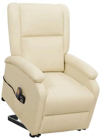 Poltrona de massagens elevatória couro artificial cor creme
