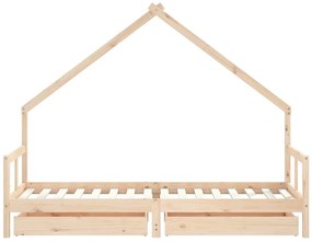 Estrutura de cama infantil c/ gavetas 80x200 cm pinho maciço