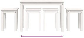 Mesas de encastrar 3 pcs madeira de pinho maciça branco