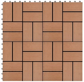 Ladrilhos de pavimento 22 pcs WPC 2m² 30x30 cm castanho
