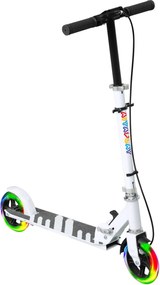 AIYAPLAY Trotinete Dobrável para Crianças de 3-8 Anos com Luzes LED Guiador com 4 Alturas Ajustáveis Travão Traseiro e de Mão 73x36x73-89 cm Branco | Aosom Portugal