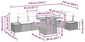 Conjunto de Jantar de Jardim em 7 Peças com Almofadas Bege