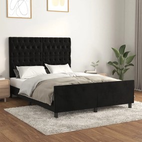 Estrutura de cama c/ cabeceira 140x200 cm veludo preto