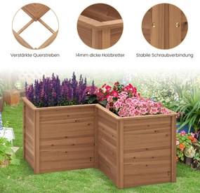 Canteiro de jardim elevado de madeira em forma de L de 24 polegadas com base aberta - Natural
