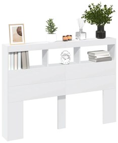 Armário de cabeceira com luzes LED 140x17x102 cm branco