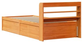 Estrutura cama c/ cabeceira 75x190 cm pinho maciço castanho-mel