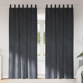 Cortinas Blackout vidaXL com Laços para Pendurar 2 pcs Veludo Cinza Claro
