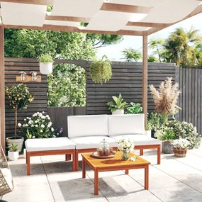 vidaXL vidaXL Conjunto de 4 peças para jardim com almofadas, creme, 63x63 cm