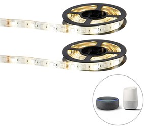 Conjunto de 2 tiras de LED inteligentes RGBW e reguláveis em Kelvin 2 m incl. driver