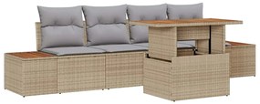 Conjunto de Jantar de Jardim de 5 Peças com Almofadas Bege de Polyratt