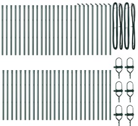 Postes de Cerca 52 peças Verde Ø32mm 100cm Aço Galvanizado