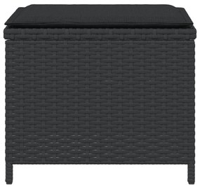 Bancos de jardim com almofadões 4 pcs 41x41x36 cm vime PE preto