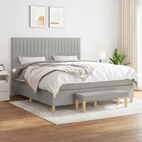 vidaXL Cama com molas/colchão 180x200 cm tecido cinzento-claro