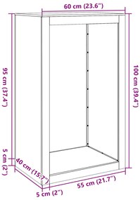 Suporte para lenha 60x40x100 cm aço branco