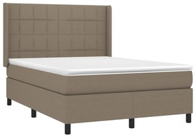 Cama box spring colchão/LED 140x200 cm tecido cinza-acastanhado