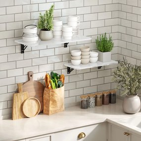 Conjunto de 2 mesas dobráveis de parede, mesa de parede rebatível em madeira, para cozinha, sala de jantar, escritório, branco brilhante