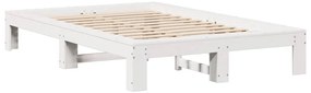 Cama sem colchão 135x190 cm madeira de pinho maciça branco