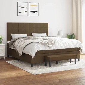 vidaXL Cama com molas/colchão 180x200 cm tecido castanho-escuro